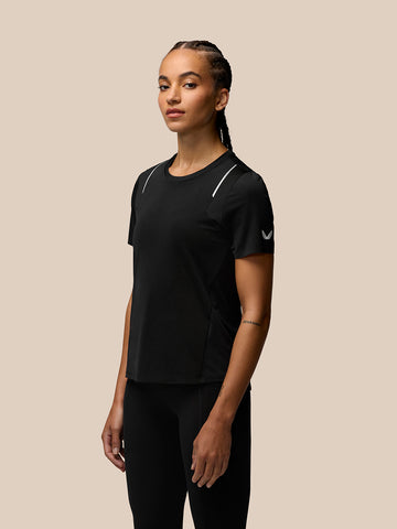 Damen Apex Aeromesh Kurzärmeliges Trainings-T-Shirt - Schwarz