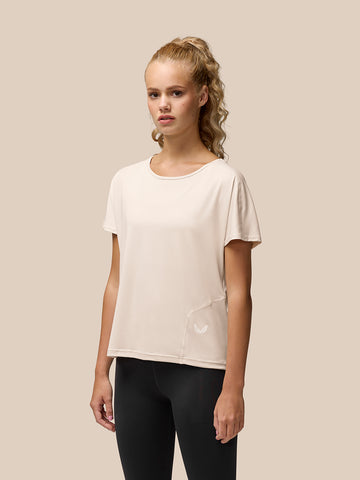 Damen Flow Training Movement Kurzarm T-Shirt - Beige
