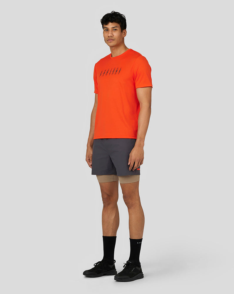 Herren Flow Kurzarm Grafik T-Shirt - Dunkel Orange