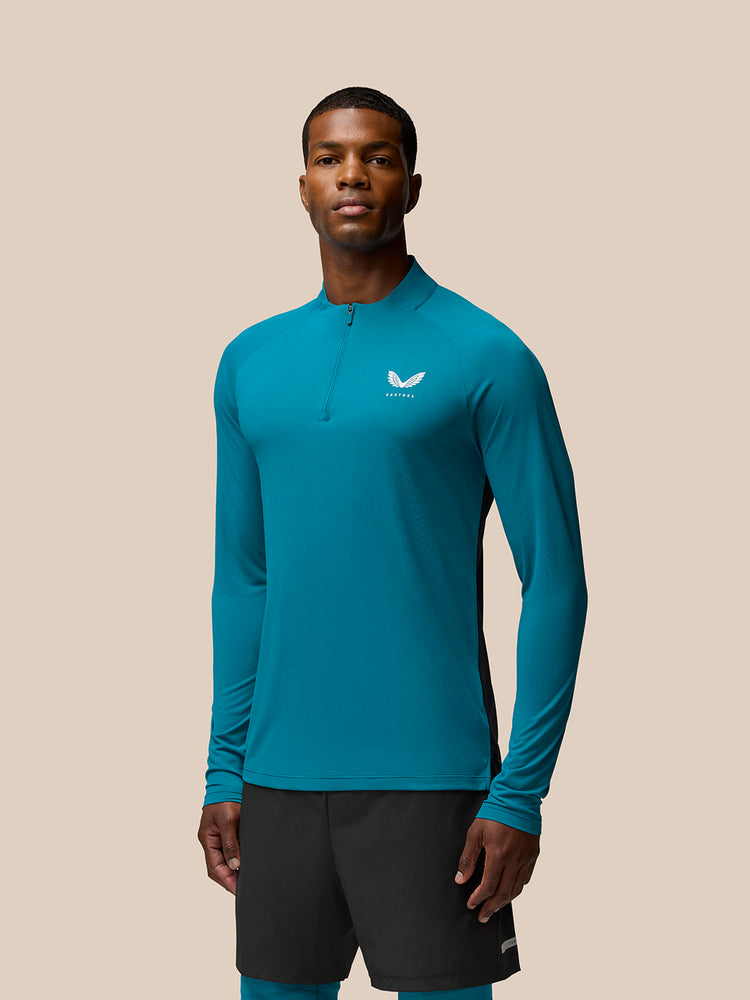 Herren Flow Langärmeliges Breathable Quarter Zip Top - Dark Aqua