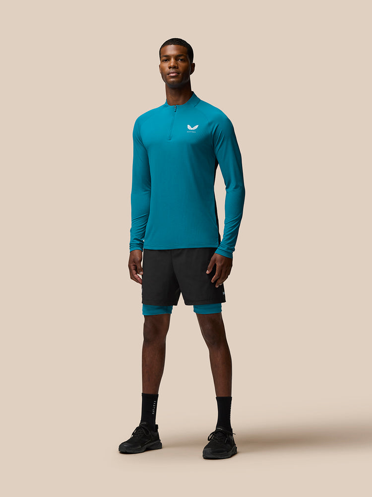 Herren Flow Langärmeliges Breathable Quarter Zip Top - Dark Aqua