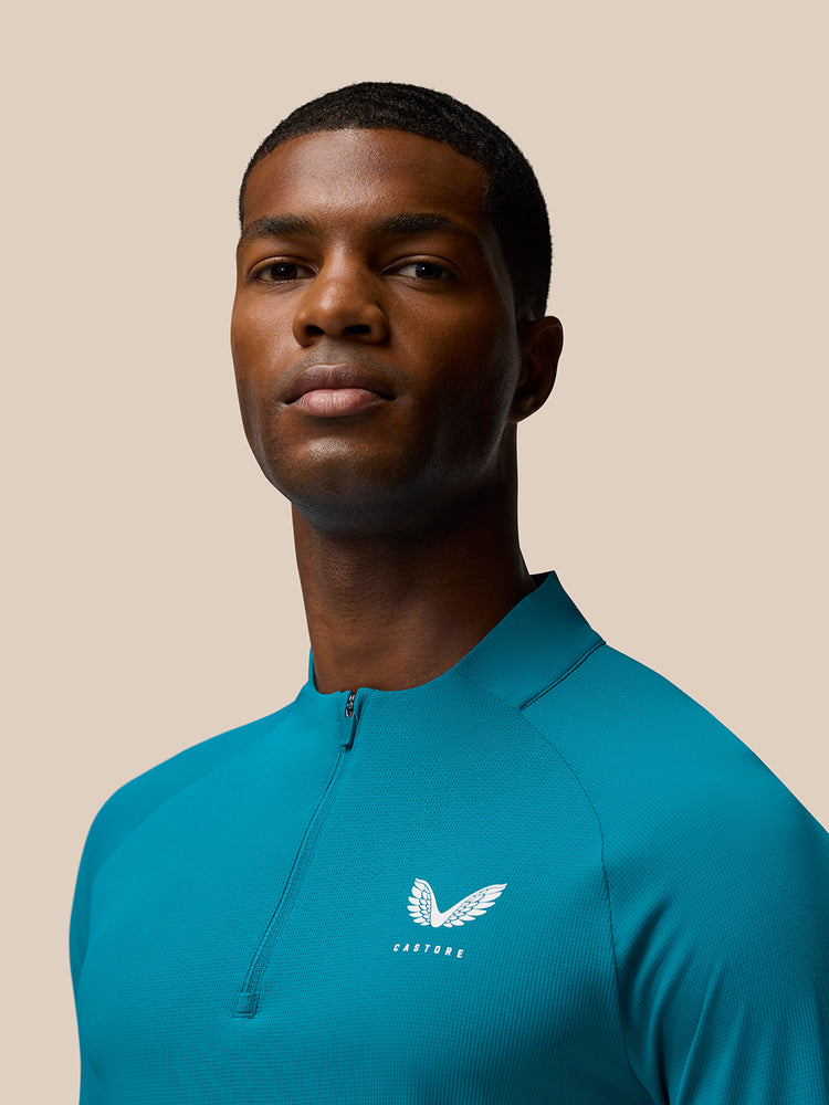 Herren Flow Langärmeliges Breathable Quarter Zip Top - Dark Aqua