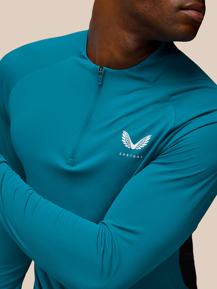 Herren Flow Langärmeliges Breathable Quarter Zip Top - Dark Aqua