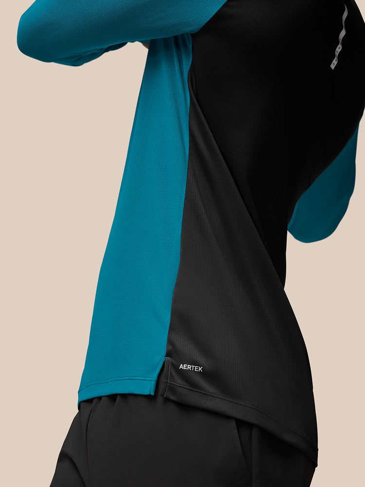Herren Flow Langärmeliges Breathable Quarter Zip Top - Dark Aqua