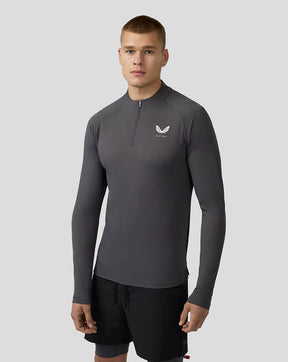 Herren Flow Langärmeliges Breathable Quarter Zip Top - Gunmetal Schwarz