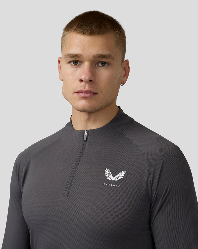 Herren Flow Langärmeliges Breathable Quarter Zip Top - Gunmetal Schwarz