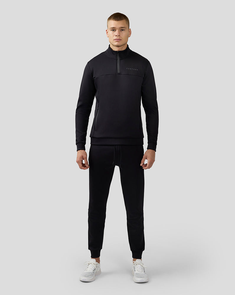 Herren Scuba Langarm Quarter Zip Top - Schwarz