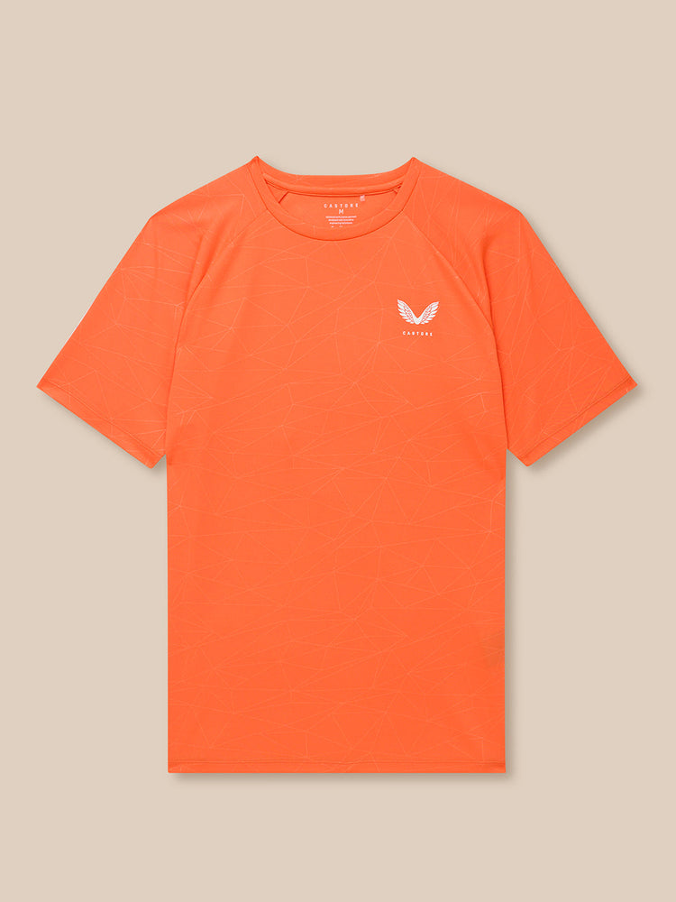 Herren-T-Shirt mit Allover-Print und kurzen Ärmeln – Orange