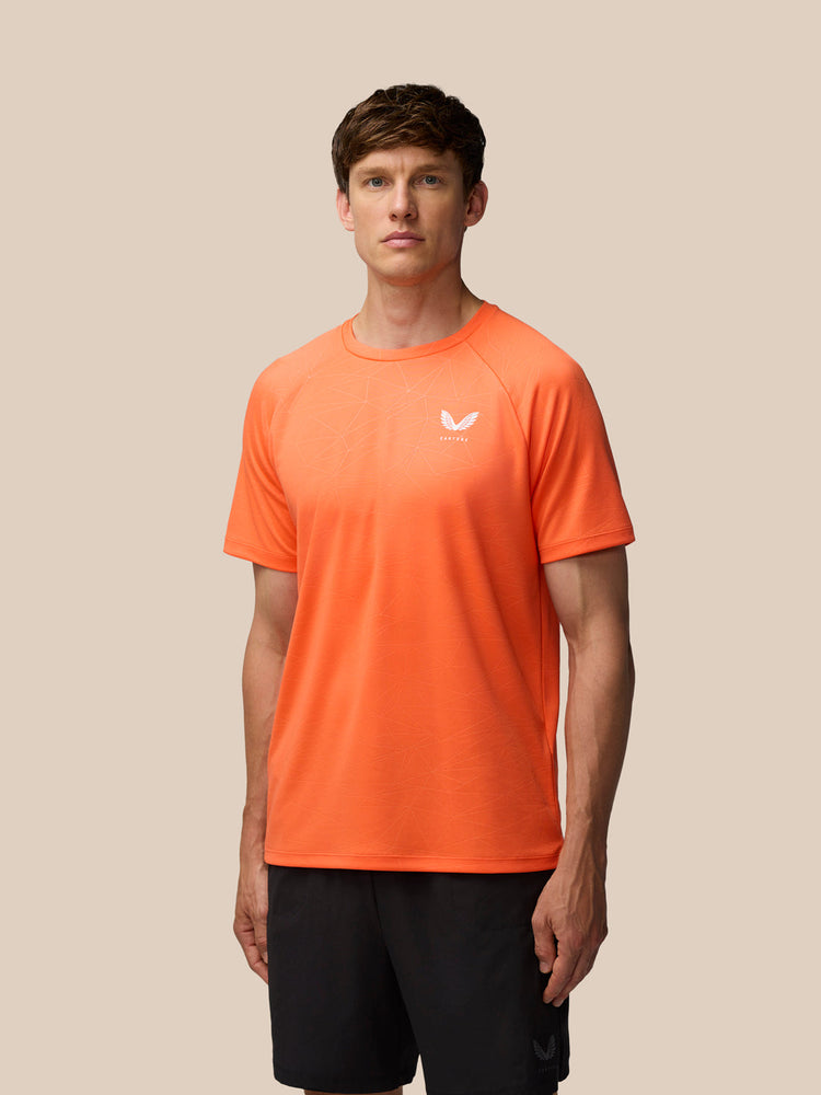 Herren-T-Shirt mit Allover-Print und kurzen Ärmeln – Orange