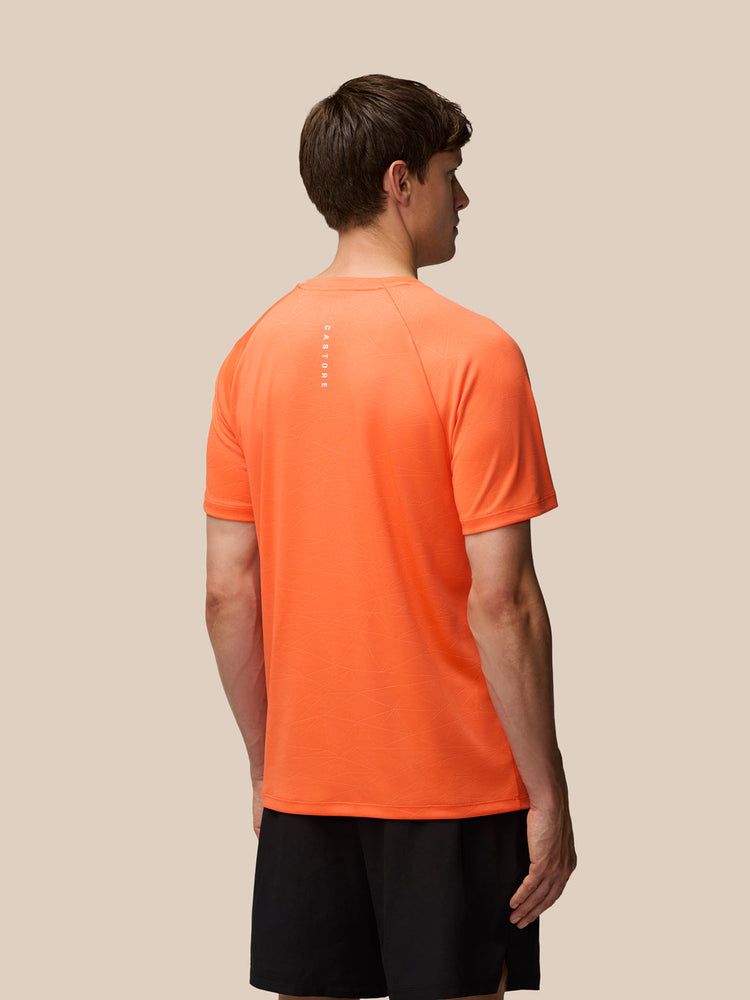 Herren-T-Shirt mit Allover-Print und kurzen Ärmeln – Orange