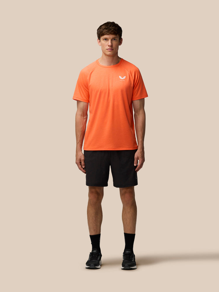 Herren-T-Shirt mit Allover-Print und kurzen Ärmeln – Orange