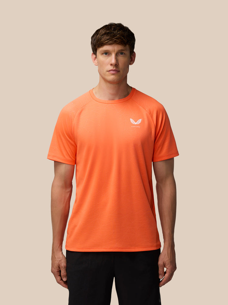 Herren-T-Shirt mit Allover-Print und kurzen Ärmeln – Orange