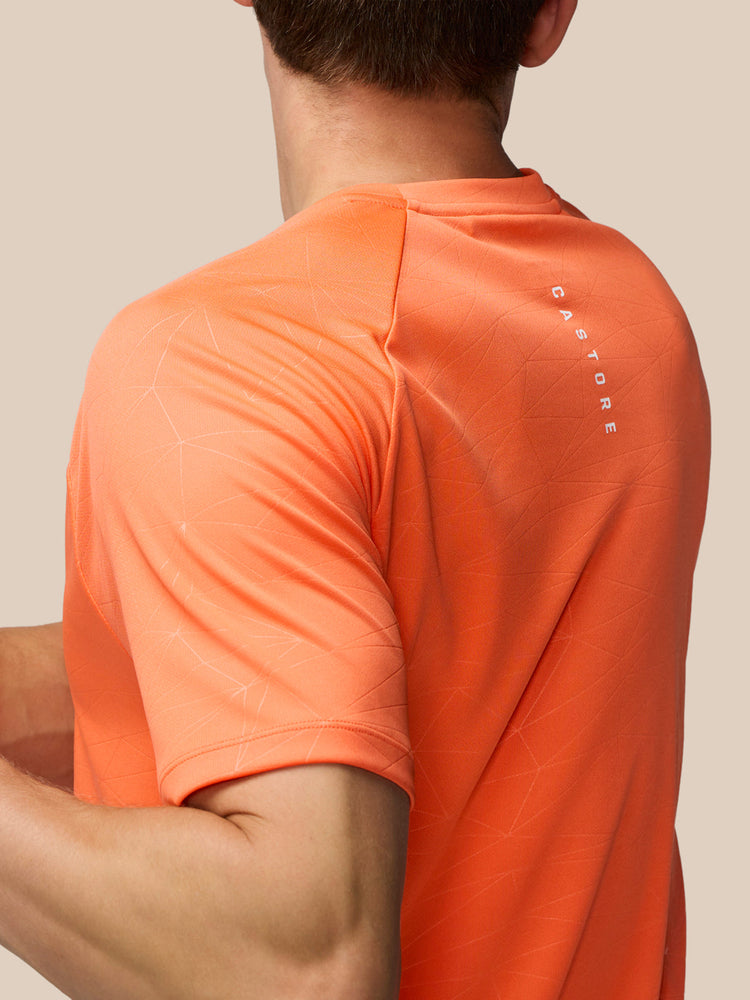 Herren-T-Shirt mit Allover-Print und kurzen Ärmeln – Orange