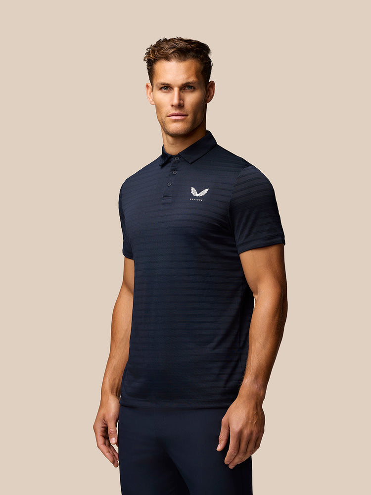 Golf Pinnacle Pique Stripe Polo - Marineblau