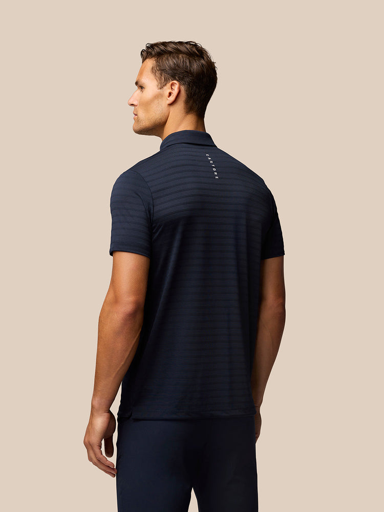 Golf Pinnacle Pique Stripe Polo - Marineblau