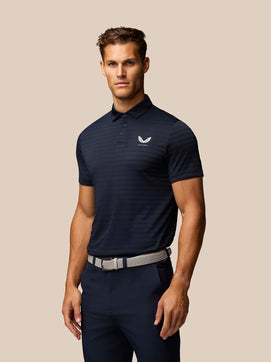 Herren Golf Strukturiertes Piqué Poloshirt mit Streifen - Marineblau/Weiß