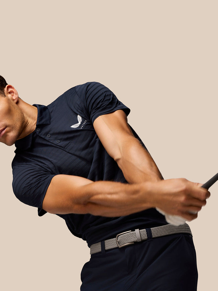 Golf Pinnacle Pique Stripe Polo - Marineblau
