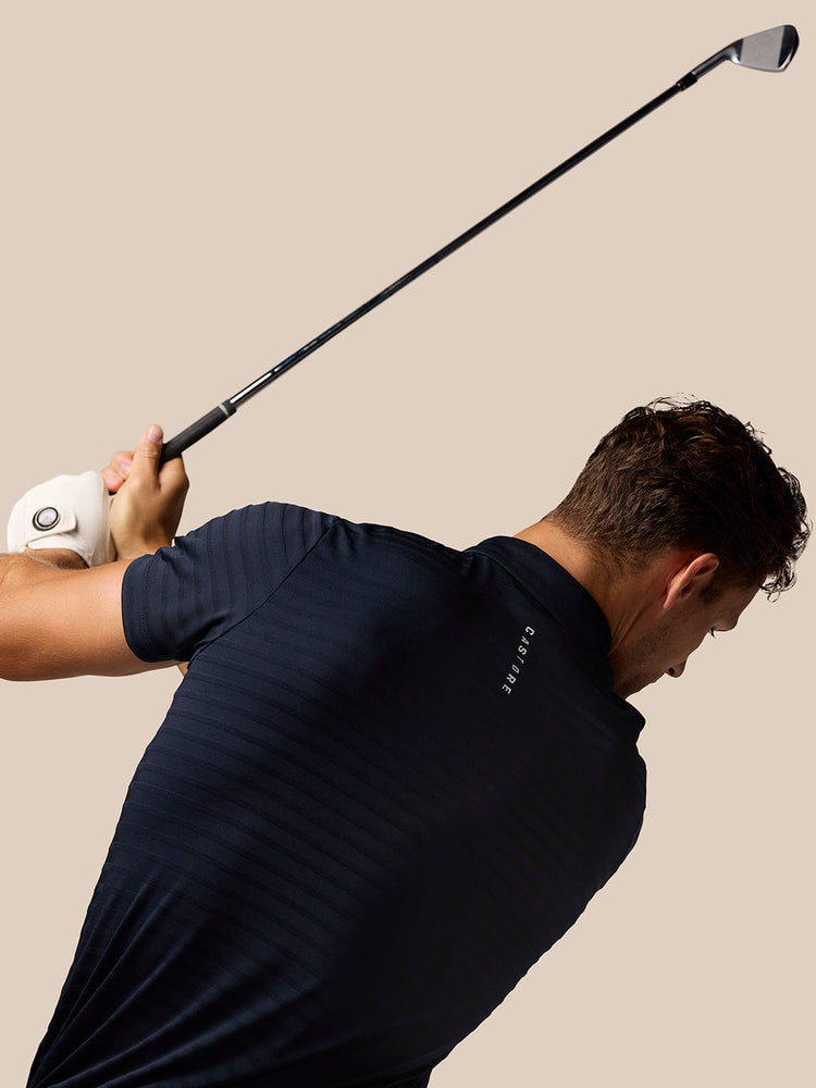 Golf Pinnacle Pique Stripe Polo - Marineblau