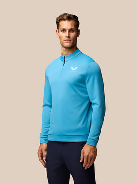 Herren Golf Langarm Club Classic Quarter Zip Top - Corn Blau