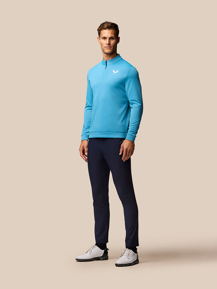 Herren Golf Langarm Club Classic Quarter Zip Top - Corn Blau
