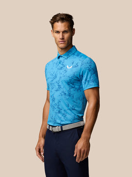 Herren Golf Kurzärmeliges Polohemd mit Geodruck - Blau