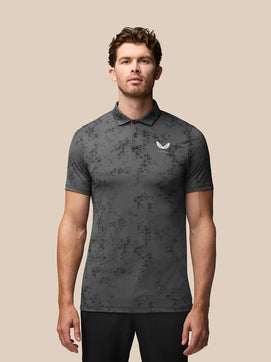 Herren Golf Kurzärmeliges Polo Shirt mit Geodruck - Gunmetal