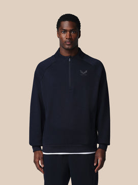 Adapt Cotton Fleece 1/4 Reißverschluss Oberteil - Marineblau