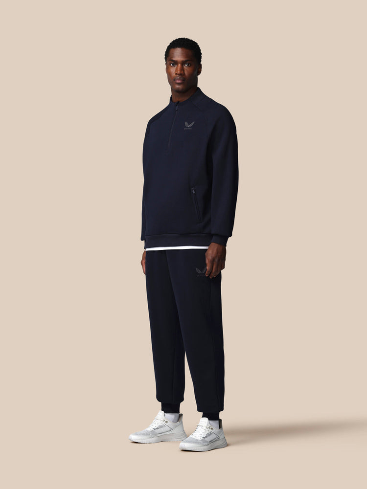 Adapt Cotton Fleece 1/4 Reißverschluss Oberteil - Marineblau