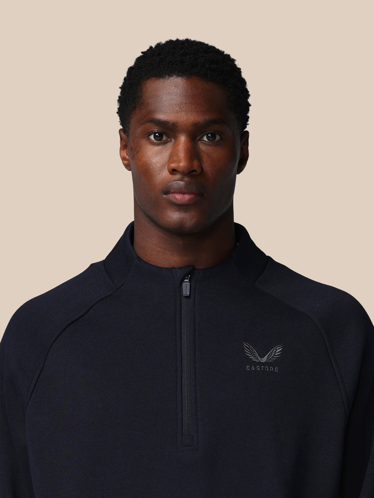 Adapt Cotton Fleece 1/4 Reißverschluss Oberteil - Marineblau