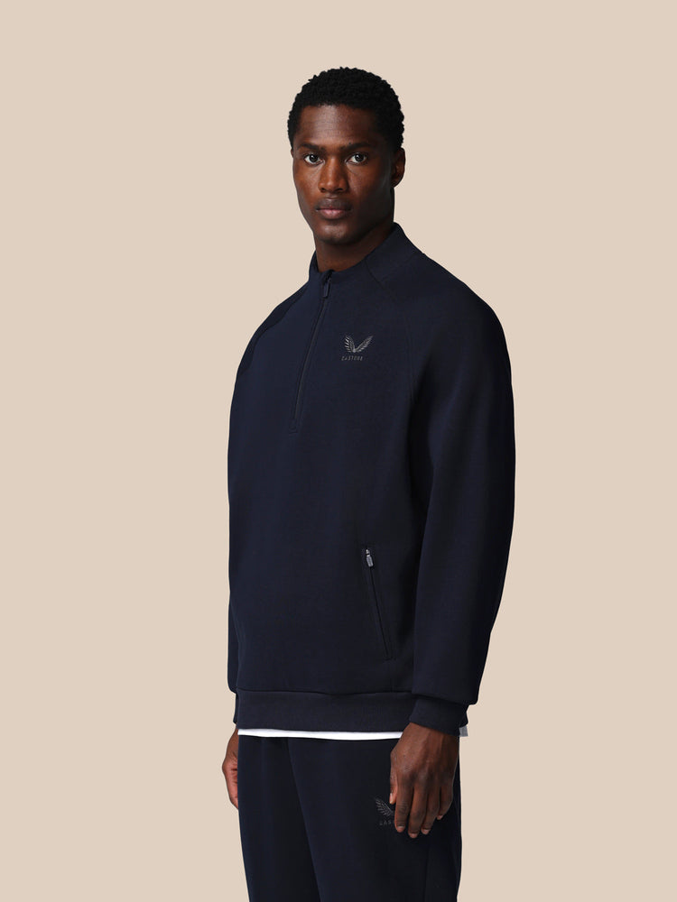 Adapt Cotton Fleece 1/4 Reißverschluss Oberteil - Marineblau