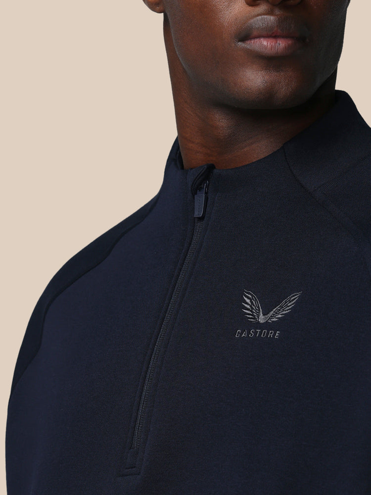 Adapt Cotton Fleece 1/4 Reißverschluss Oberteil - Marineblau