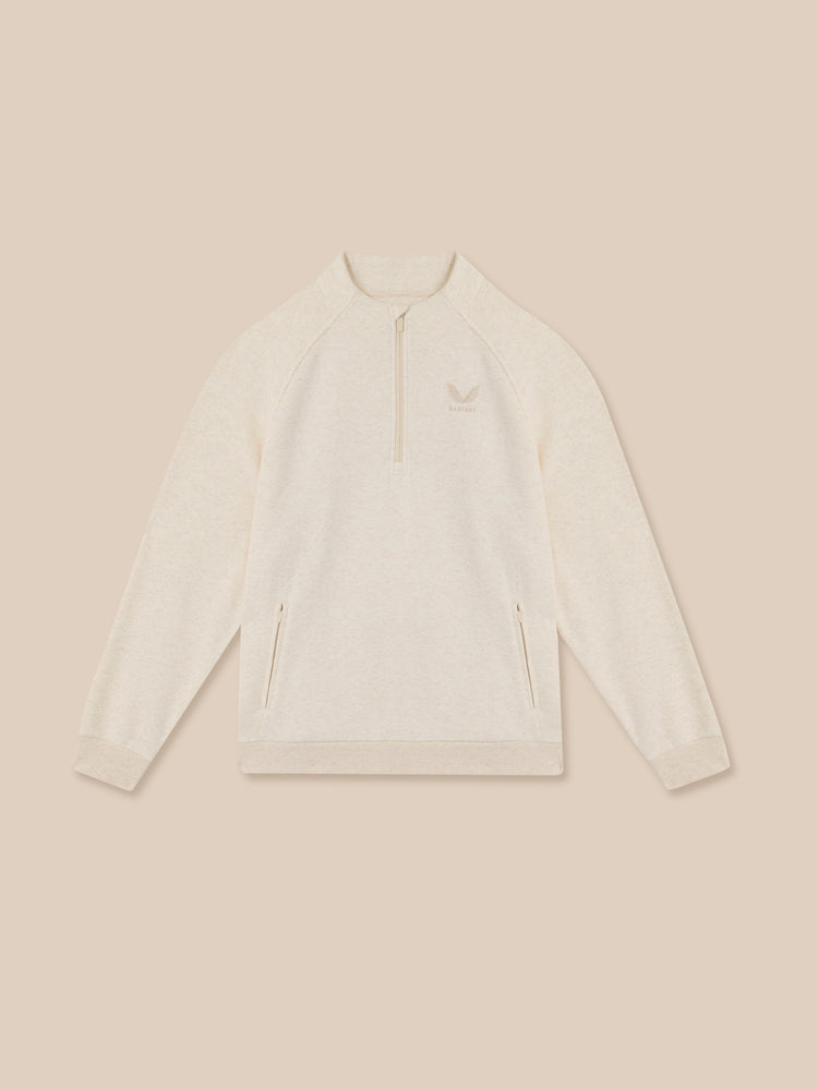 Adapt Cotton Fleece 1/4 Reißverschluss Oberteil - Oatmeal Marl
