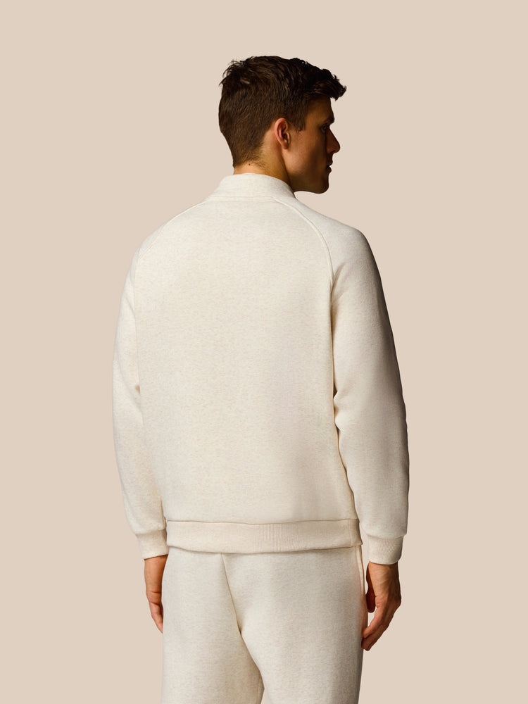 Adapt Cotton Fleece 1/4 Reißverschluss Oberteil - Oatmeal Marl
