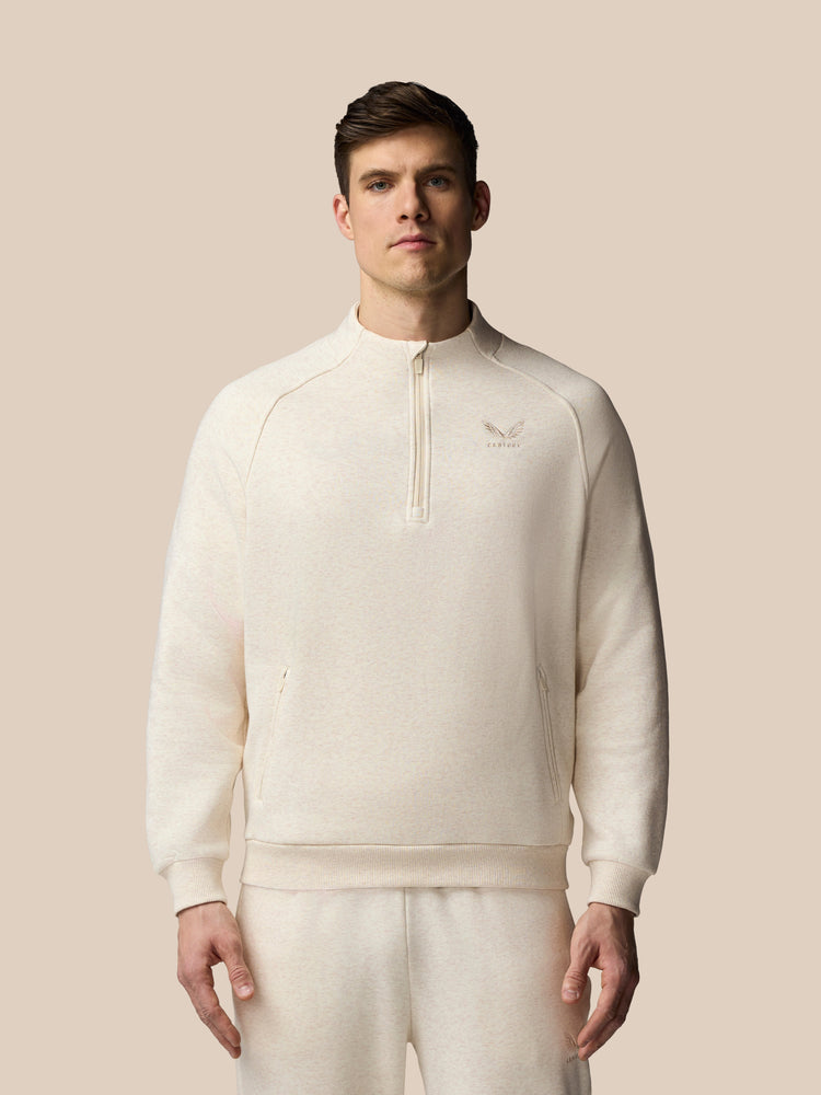 Adapt Cotton Fleece 1/4 Reißverschluss Oberteil - Oatmeal Marl