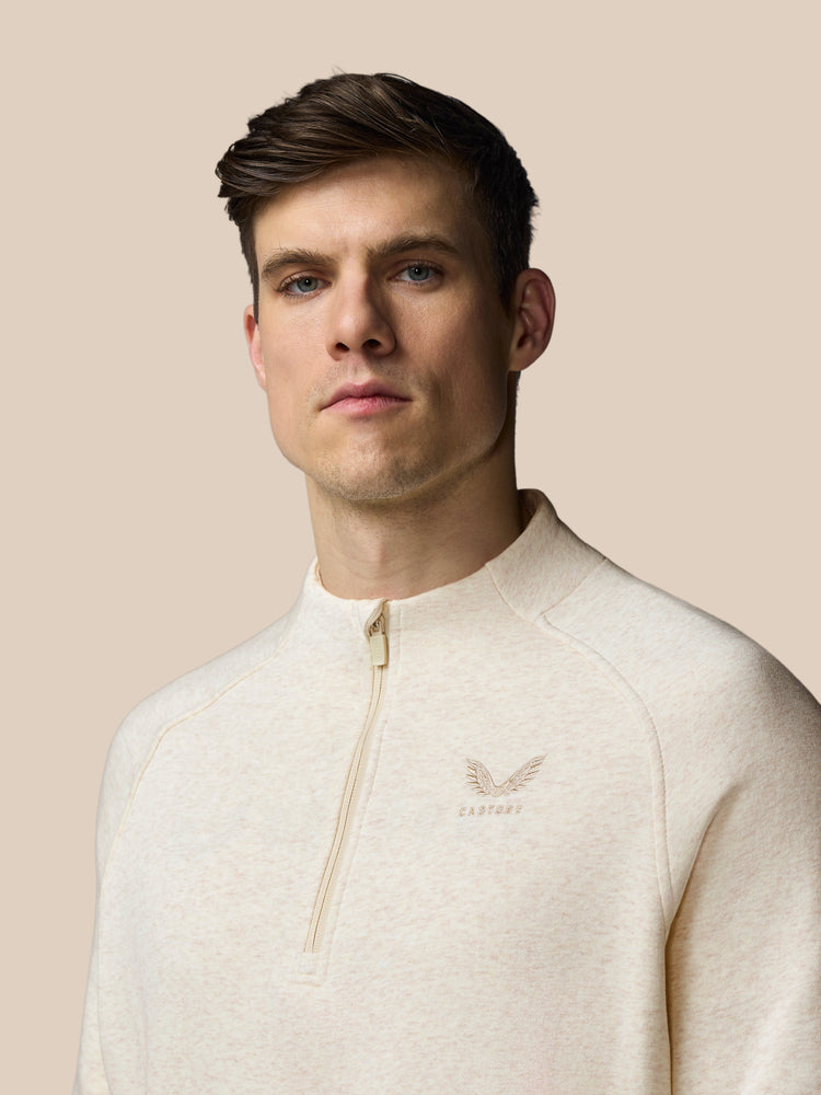 Adapt Cotton Fleece 1/4 Reißverschluss Oberteil - Oatmeal Marl
