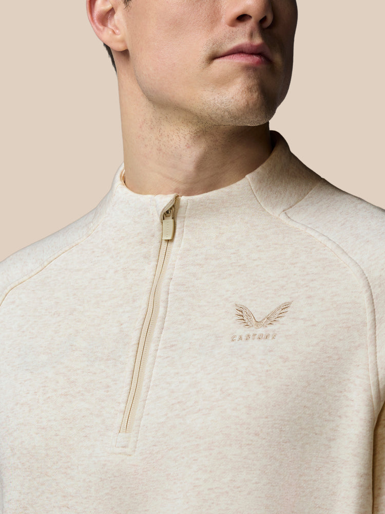 Adapt Cotton Fleece 1/4 Reißverschluss Oberteil - Oatmeal Marl