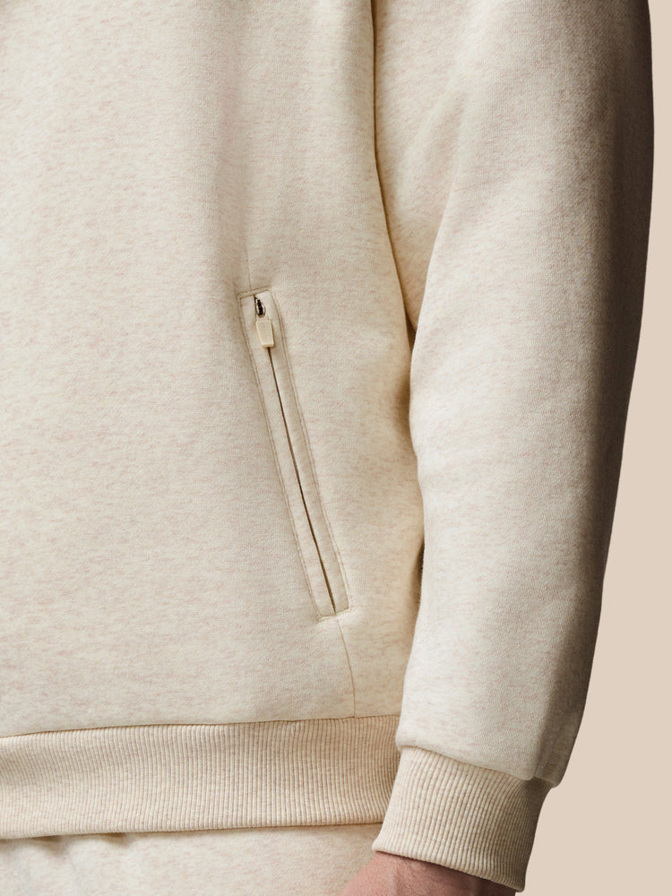 Adapt Cotton Fleece 1/4 Reißverschluss Oberteil - Oatmeal Marl
