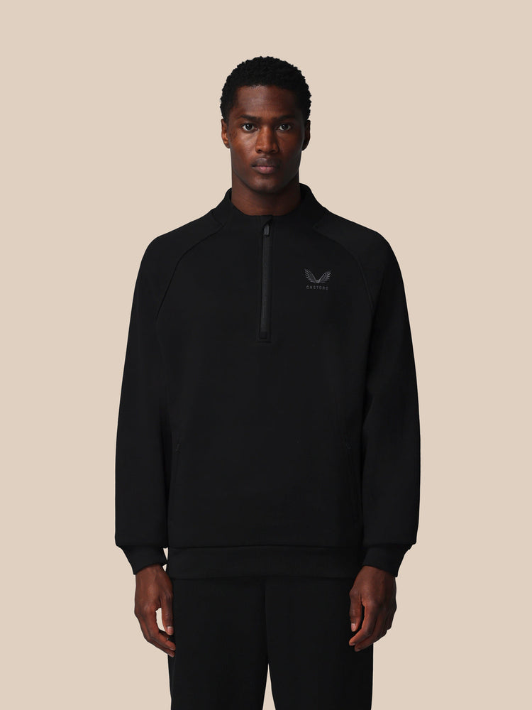 Adapt Cotton Fleece 1/4 Reißverschluss Oberteil - Schwarz