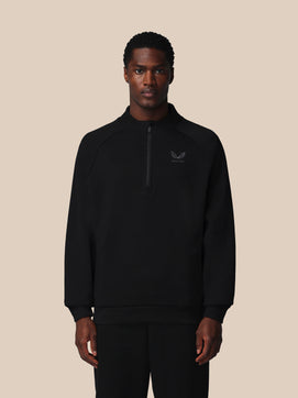 Adapt Cotton Fleece 1/4 Reißverschluss Oberteil - Schwarz