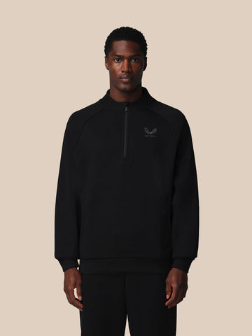 Adapt Cotton Fleece 1/4 Reißverschluss Oberteil - Schwarz