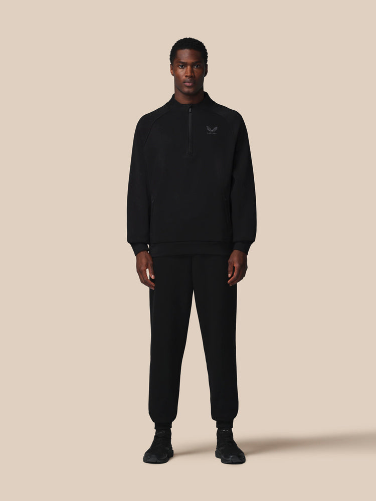 Adapt Cotton Fleece 1/4 Reißverschluss Oberteil - Schwarz