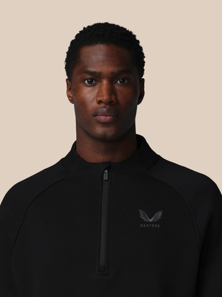 Adapt Cotton Fleece 1/4 Reißverschluss Oberteil - Schwarz