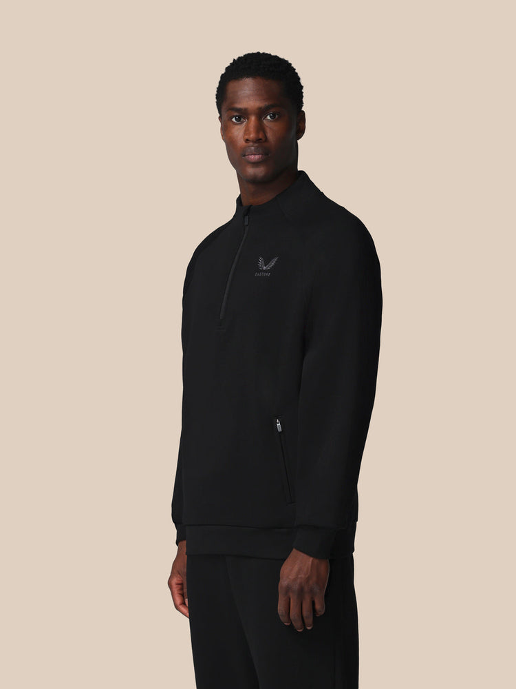 Adapt Cotton Fleece 1/4 Reißverschluss Oberteil - Schwarz
