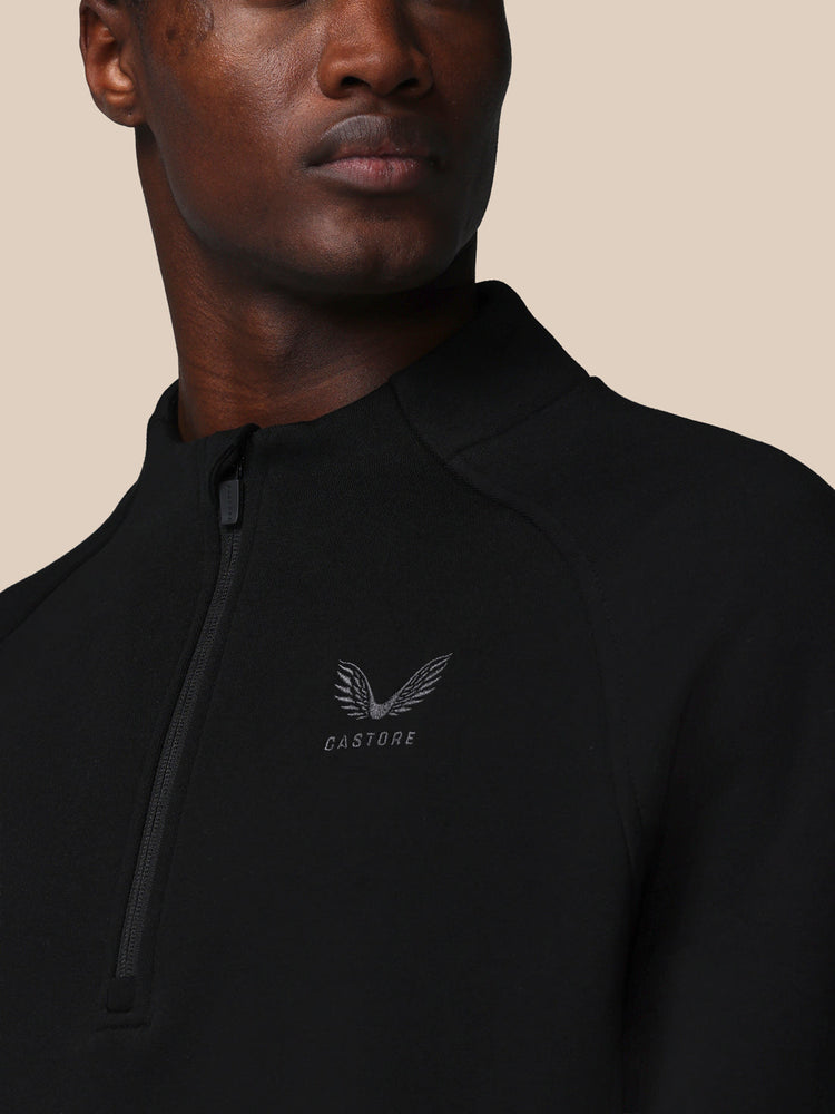 Adapt Cotton Fleece 1/4 Reißverschluss Oberteil - Schwarz