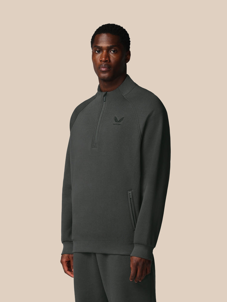 Adapt Cotton Fleece 1/4 Reißverschluss Oberteil - Gunmetal
