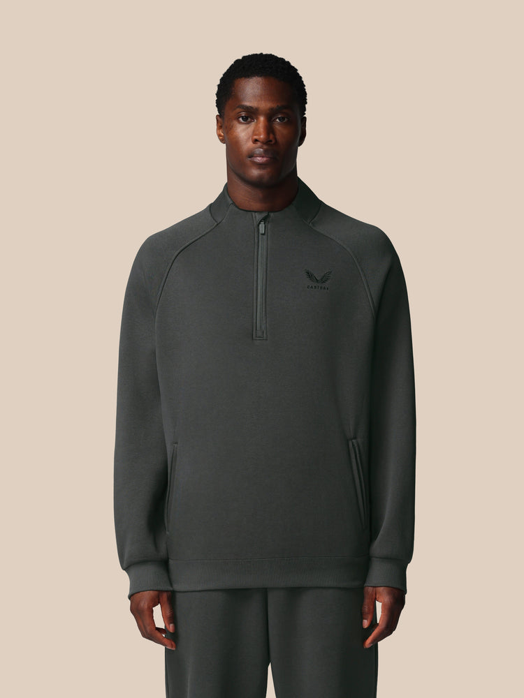 Adapt Cotton Fleece 1/4 Reißverschluss Oberteil - Gunmetal