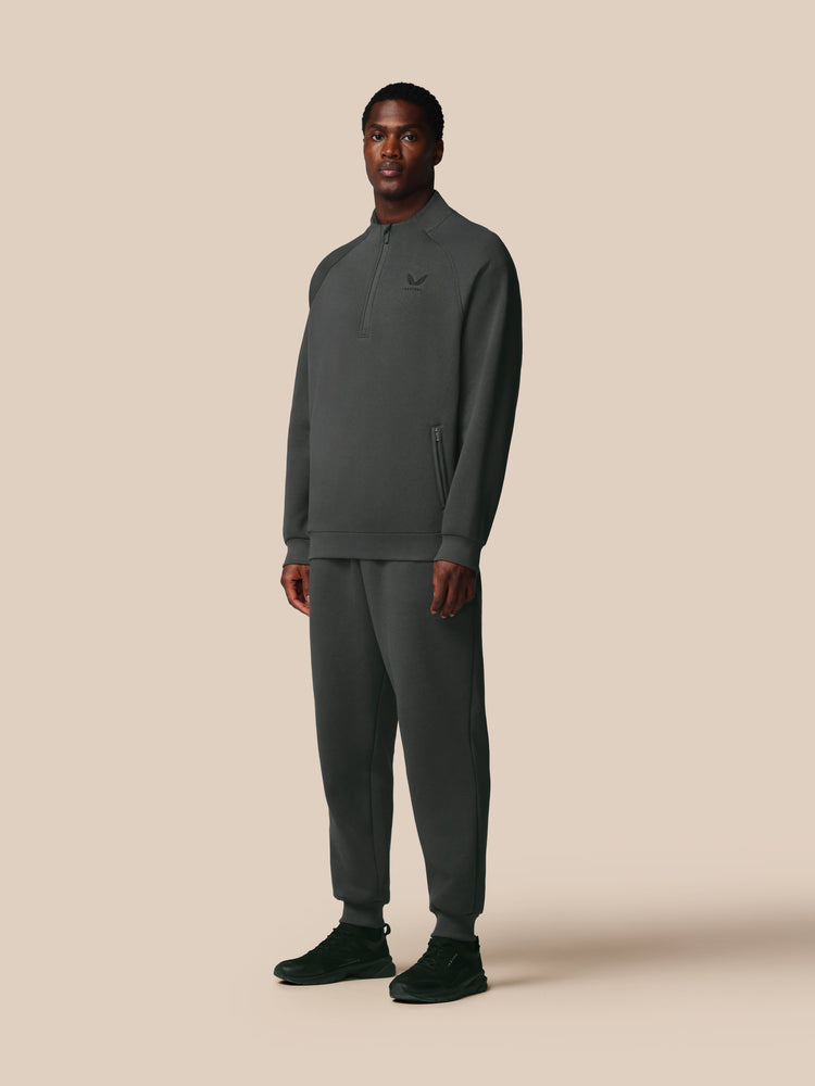 Adapt Cotton Fleece 1/4 Reißverschluss Oberteil - Gunmetal
