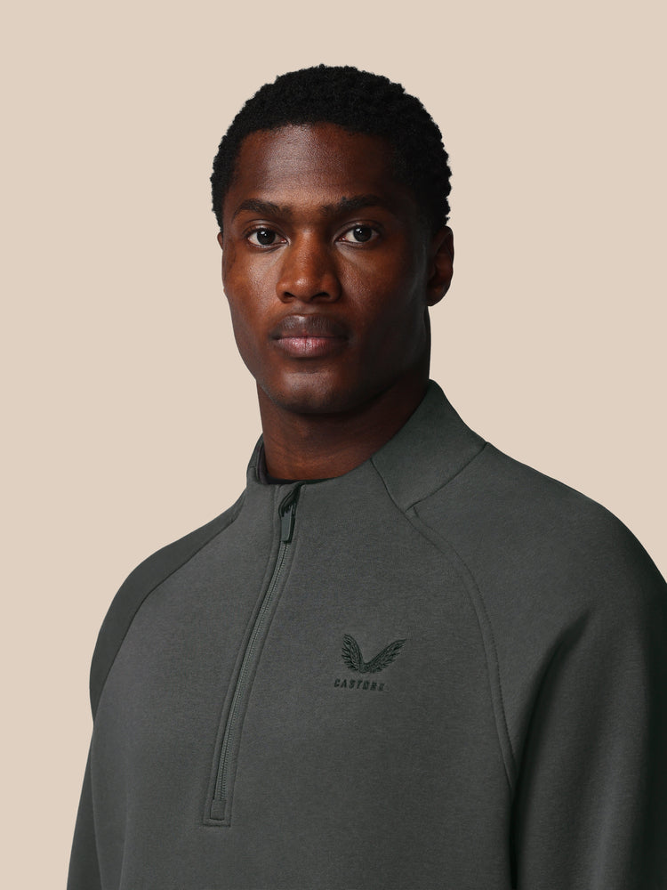 Adapt Cotton Fleece 1/4 Reißverschluss Oberteil - Gunmetal