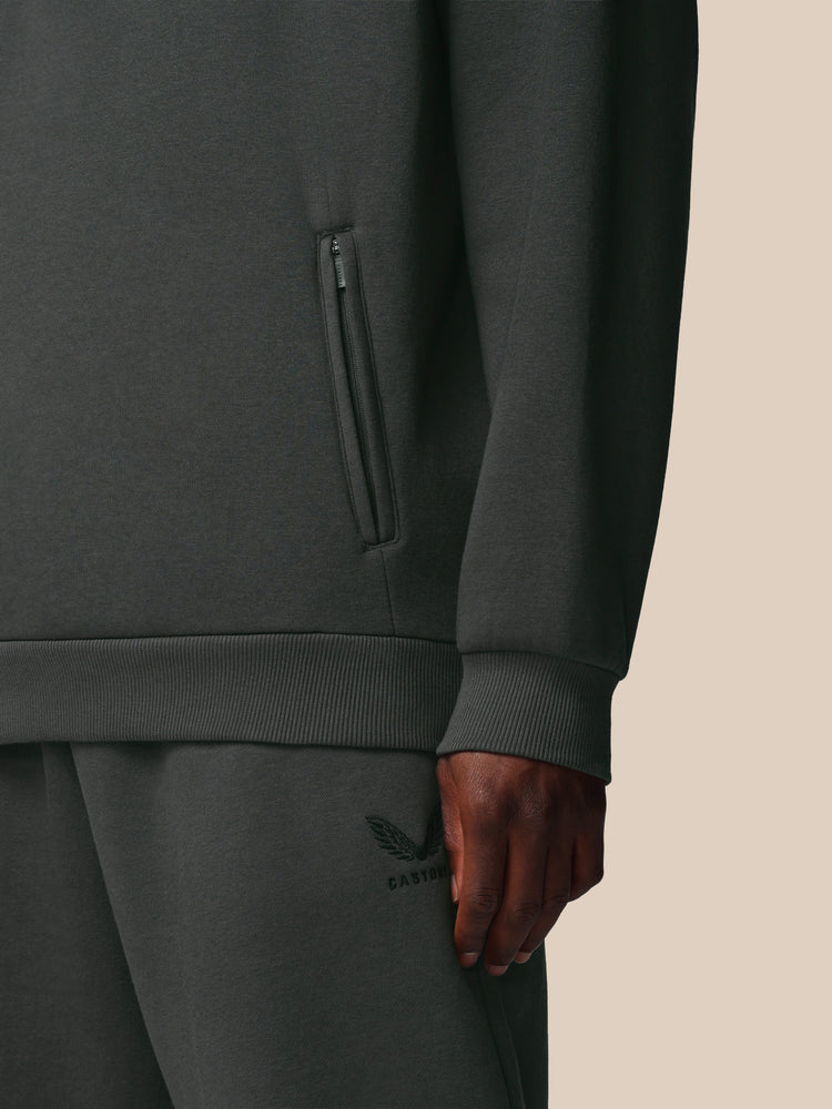 Adapt Cotton Fleece 1/4 Reißverschluss Oberteil - Gunmetal