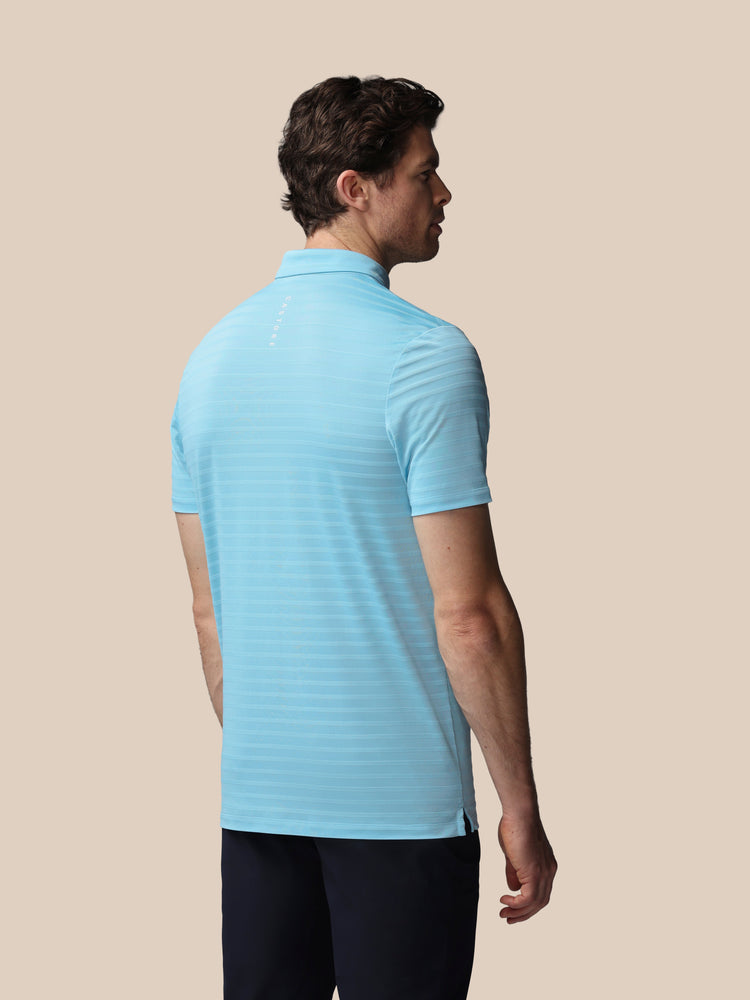 Herren Golf Piqué-Streifen Kurzarm Polo - Himmelblau